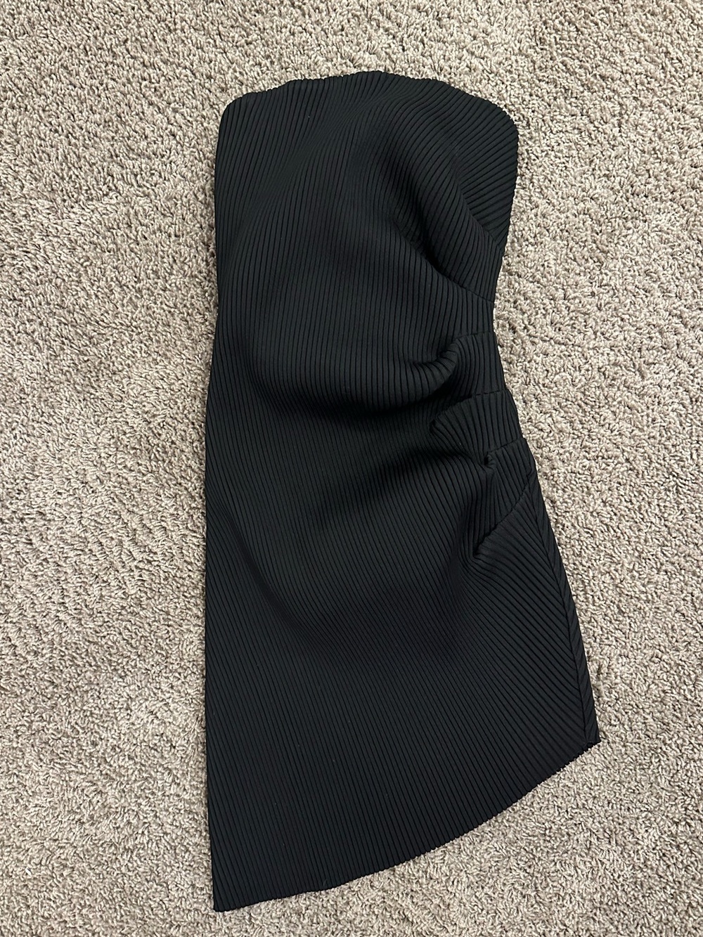 NBD Strapless Black Ribbed Mini Dress
